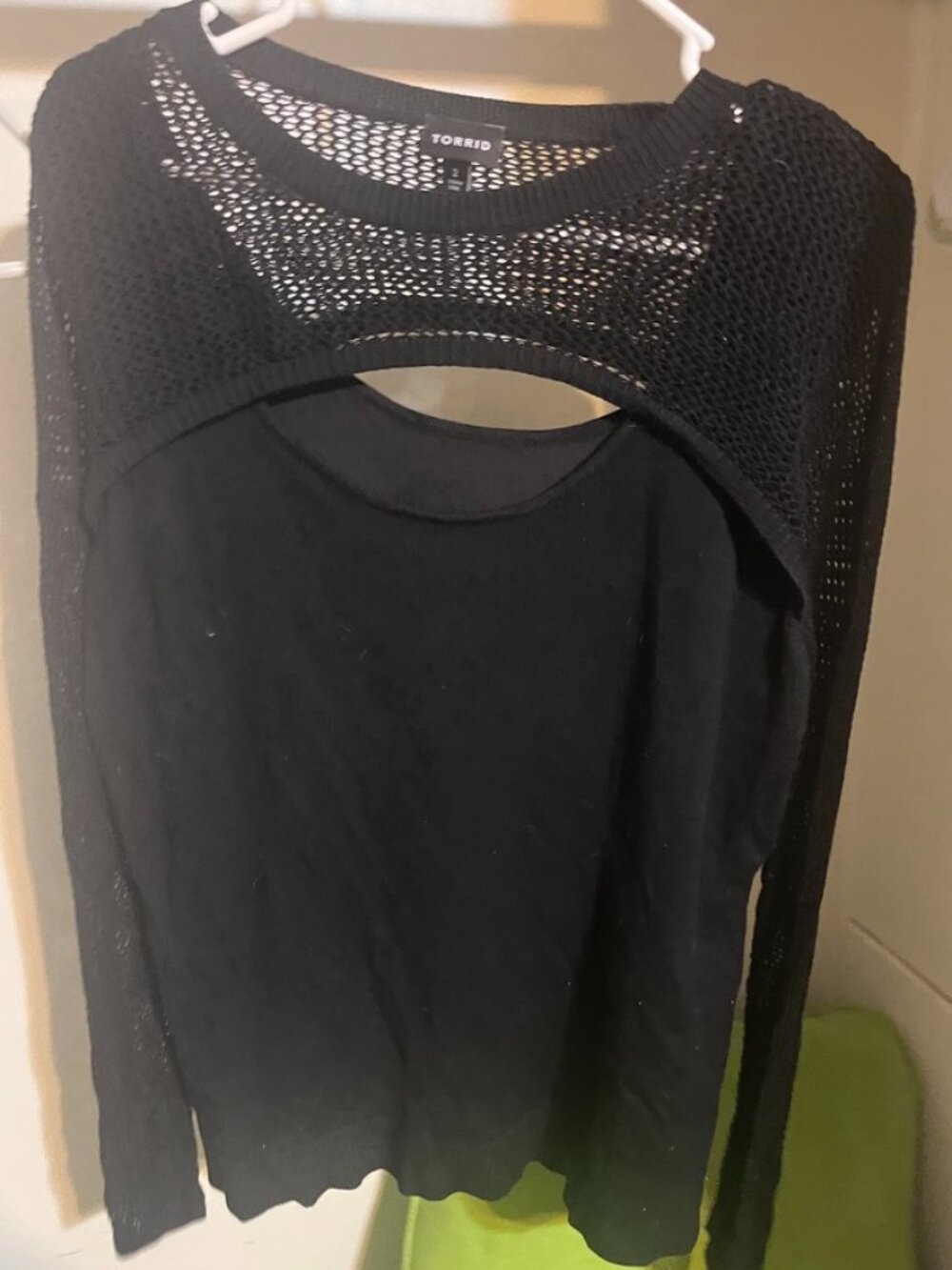 Torrid Size 2 Mixed Stitch Peek Neck Black Sweater